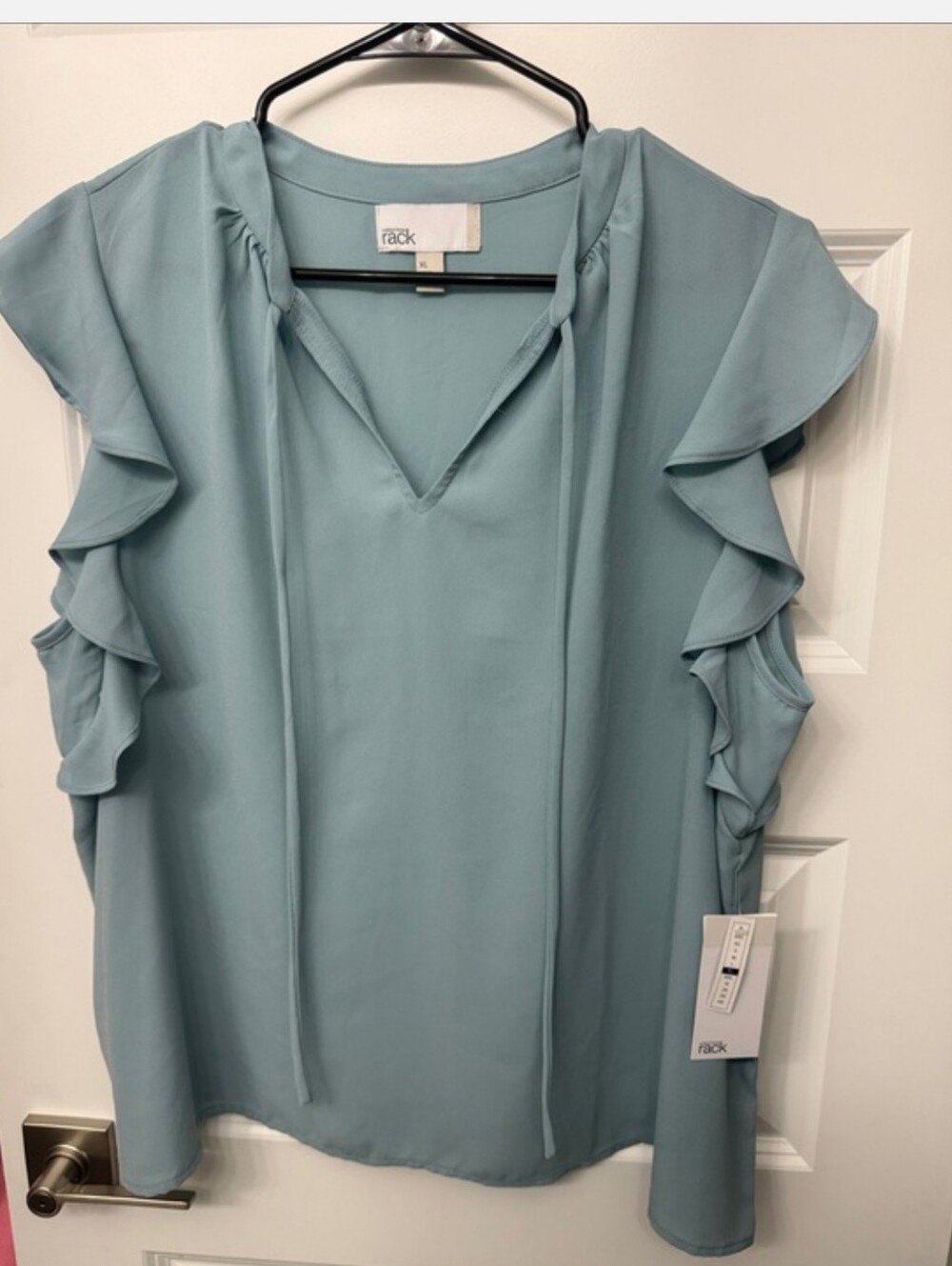 Nordstrom Rack XL Dusty Teal Ruffle Sleeveless Blouse NWT.